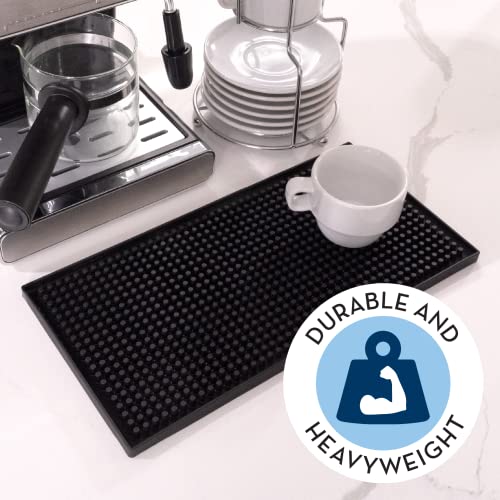 S&T INC. Rubber Bar Mat for Countertop, Non-Slip Bar Mat for Home Bar Cart, Coffee Maker Mat for Countertops, 5.9 Inch x 11.8 Inch, Black, 2 Pack