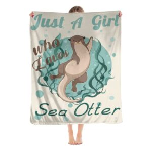 sea otter throw blanket soft flannel blanket lightweight microfiber blanket for room bed sofa 50"x40" inches