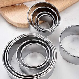 RIHAI Stainless Steel Round Cookie Cutter Set, 12 Circular Biscuit Cutters Round Donut Ring Molds for Baking 1.2 Inch Height