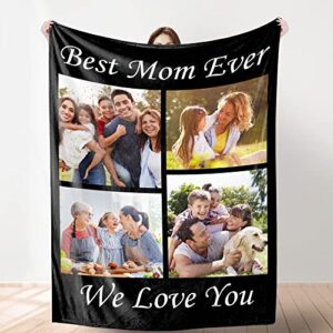 personalized blanket with photo text custom throw blanket using my own pictures for mom christmas family dad sisters dog friends besties grandma wife 4 photo