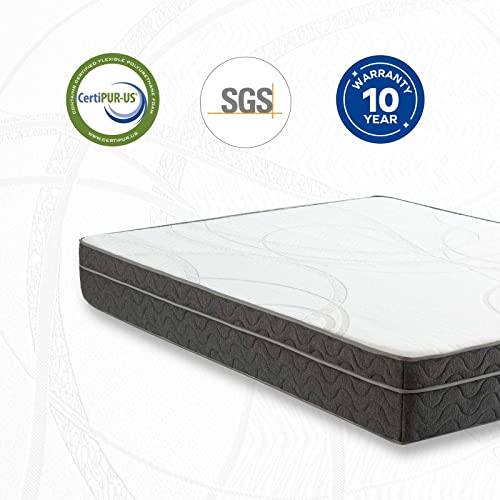 UMATRU Full Mattress, 10 Inch Cooling Gel Memory Foam Tea Mattress, Individual Pocket Springs, Cooler Sleep with Pressure Relief and Support, Hybrid Top Mattress, CertiPUR-US Certified (Full)