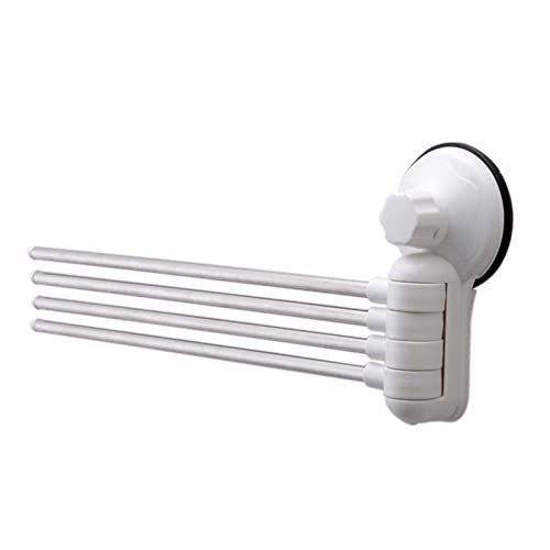 Yulhao Powerful Suction Cup Stainless Steel Towel Bar, Rotating Rack Bathroom Kitchen Polishing Rack, 4 Swing Arm Wall Mount