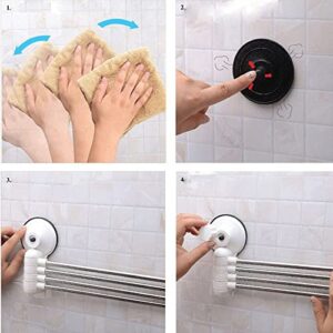 Yulhao Powerful Suction Cup Stainless Steel Towel Bar, Rotating Rack Bathroom Kitchen Polishing Rack, 4 Swing Arm Wall Mount