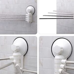 Yulhao Powerful Suction Cup Stainless Steel Towel Bar, Rotating Rack Bathroom Kitchen Polishing Rack, 4 Swing Arm Wall Mount