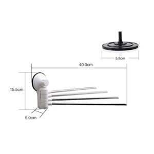 Yulhao Powerful Suction Cup Stainless Steel Towel Bar, Rotating Rack Bathroom Kitchen Polishing Rack, 4 Swing Arm Wall Mount