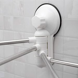 Yulhao Powerful Suction Cup Stainless Steel Towel Bar, Rotating Rack Bathroom Kitchen Polishing Rack, 4 Swing Arm Wall Mount