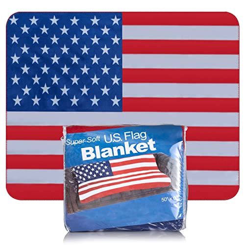 American Flag Throw Blanket - Plush Polyester Fleece United States Blanket, American Flag Home Decor for Veterans - 50"x60"