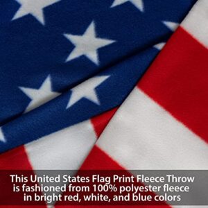 American Flag Throw Blanket - Plush Polyester Fleece United States Blanket, American Flag Home Decor for Veterans - 50"x60"