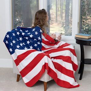 American Flag Throw Blanket - Plush Polyester Fleece United States Blanket, American Flag Home Decor for Veterans - 50"x60"