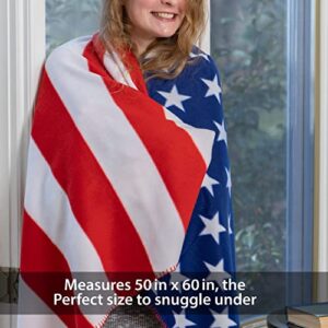 American Flag Throw Blanket - Plush Polyester Fleece United States Blanket, American Flag Home Decor for Veterans - 50"x60"