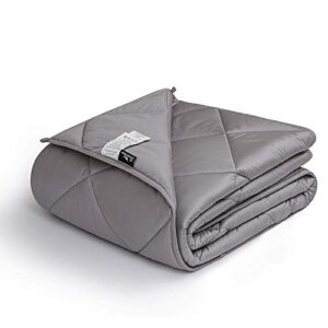 downluxe weighted blanket for adult (15 lbs, 48"x72", grey) - 400tc egyptian cotton material heavy blankets with premium glass beads