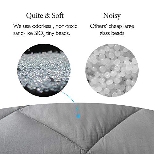 downluxe Weighted Blanket for Adult (15 lbs, 48"x72", Grey) - 400TC Egyptian Cotton Material Heavy Blankets with Premium Glass Beads