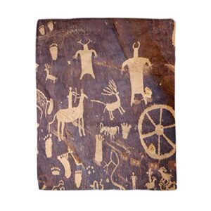 rouihot 60x80 inches flannel throw blanket anasazi petroglyphs at newspaper rock near indian creek moab home decorative warm cozy soft blanket for couch sofa bed