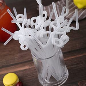 [Individually Wrapped] 100 Pcs Clear Flexible Plastic Straws, Disposable Bendy Straws, 10.2" Long and 0.23'' Diameter, BPA-Free