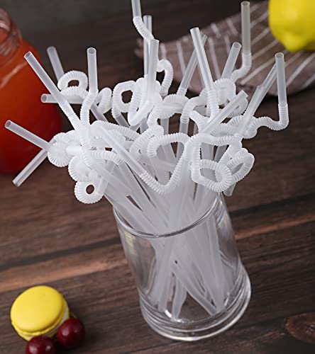 [Individually Wrapped] 100 Pcs Clear Flexible Plastic Straws, Disposable Bendy Straws, 10.2" Long and 0.23'' Diameter, BPA-Free