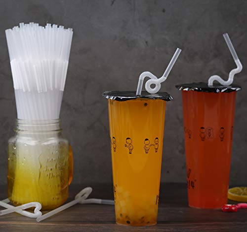 [Individually Wrapped] 100 Pcs Clear Flexible Plastic Straws, Disposable Bendy Straws, 10.2" Long and 0.23'' Diameter, BPA-Free