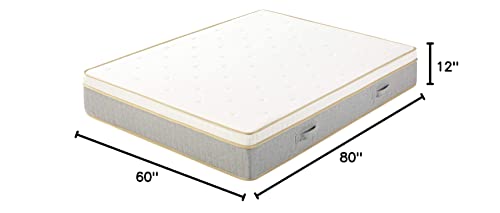 Mellow 12 Inch LAGOM Elite Hybrid Mattress, Made in USA, CertiPUR-US Certified Foams, Oeko-TEX Certified Eco Cover, Green Tea Infused Memory Foam and Pocket Springs, Quilted Comfort Top, Queen