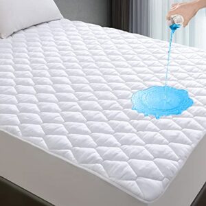 full size mattress protector, waterproof breathable noiseless full size mattress pad with deep pocket for 6-16 inches mattress, white