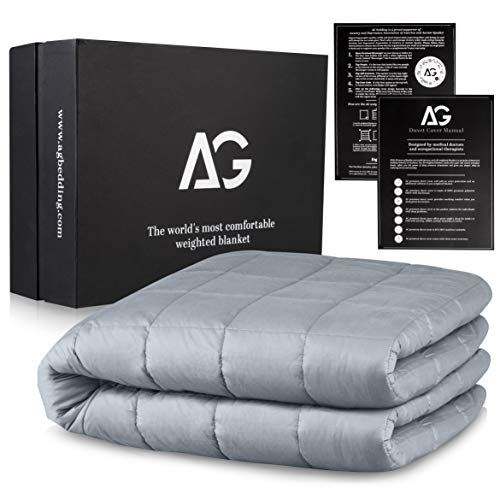 AG Weighted Blanket Heavy Blanket for Adults 15 lbs | 48'' x 78'', Cooling Blanket | Calming Weighted Blanket | Heavy Fleece Blanket, Luxury Cotton Material with Glass Beads