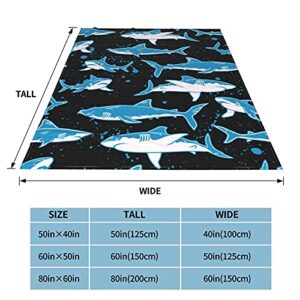 Blue Shark Ultra Soft Fleece Throw Blanket Size Lightweight Sofa/Couch/Living Room/Bed Decor Plush Bed Blankets for Adults and Kids Gifts 50"x40"