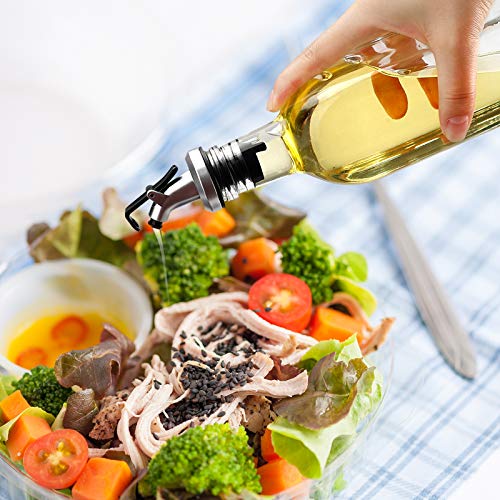 BAKHUK 4 Pack 17oz Glass Olive Oil Dispenser Bottles 500ml Clear Vinegar Cruet with Pourers and Funnel for Kitchen