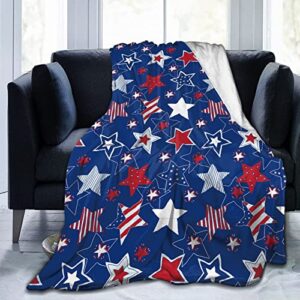 ultra-soft micro fuzzy throw blanket patriotic american stars fluffy cozy warm blankets soft blankets decorative for couch bed sofa bedroom for four seasons 50"x40"