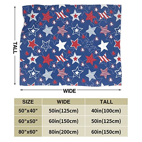 Ultra-Soft Micro Fuzzy Throw Blanket Patriotic American Stars Fluffy Cozy Warm Blankets Soft Blankets Decorative for Couch Bed Sofa Bedroom for Four Seasons 50"x40"