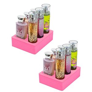 polar whale 2 lotion and body spray stand organizers tray pink durable foam washable waterproof insert for home bathroom bedroom office 7.5 x 6 x 2 inches 6 slots 2pc pair set