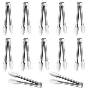serving tongs,buffet tongs, acauto stainless steel food tong serving tong small serving tongs stainless steel mini appetizer tongs, set of 6 (5 inch(12 pack))