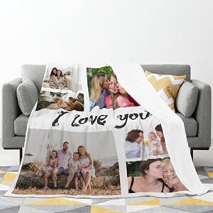 TUDERE Custom Blanket with Photo Text - Personalized Blanket for Baby Mother Father Adult Friends Lovers Dog Pets for Birthday Christmas Halloween Valentines, Memorial Gift