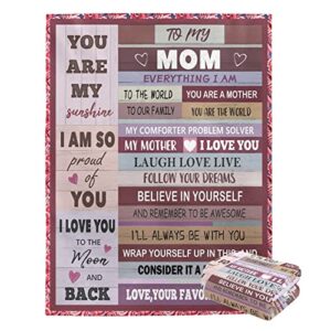 Personalized Mom Blanket Birthday Gifts for Mom from Daughter or Son Mothers Day Best Mom Ever Gifts for Mother Women Her I Love You Mother Daughter Gift Ideas