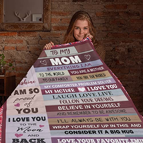 Personalized Mom Blanket Birthday Gifts for Mom from Daughter or Son Mothers Day Best Mom Ever Gifts for Mother Women Her I Love You Mother Daughter Gift Ideas