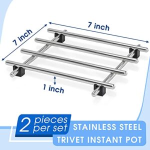 2Pcs Stainless Steel Trivet Instant Pot - 7 by 7-inch Stainless Steel Pot Stand Kitchen Trivets for Hot Dishes - Cast Iron Trivet for Wood Stove Trivet Runner - Trivets for Kitchen Counter Pot Holder