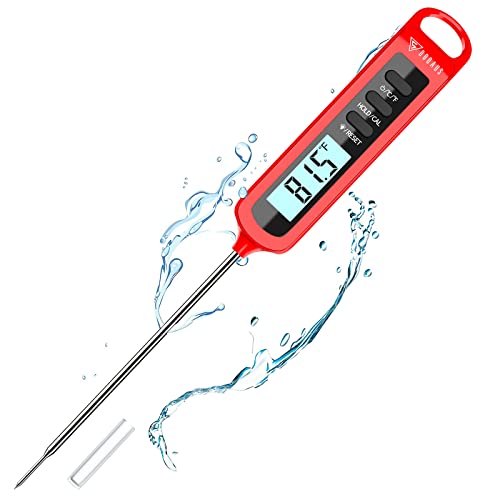 DOQAUS Meat Thermometer Digital, IPX6 Waterproof Instant Read Thermometer for Cooking Kitchen Food Candy with Super Long Probe for Grill BBQ Steak Smoker Oil Milk Yogurt Temperature