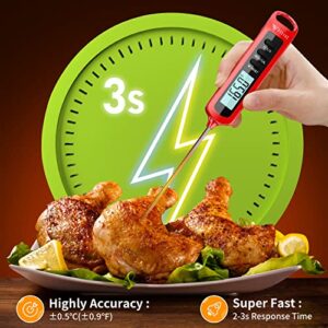 DOQAUS Meat Thermometer Digital, IPX6 Waterproof Instant Read Thermometer for Cooking Kitchen Food Candy with Super Long Probe for Grill BBQ Steak Smoker Oil Milk Yogurt Temperature