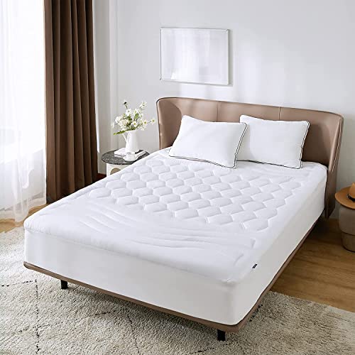 Bedsure Twin XL Mattress Pad - Soft Cooling Mattress Cover for College Dorm, Extra Long Twin Quilted Fitted Mattress Protector with 8-21" Deep Pocket, Breathable Fluffy Pillow Top, White, 39x80 Inches