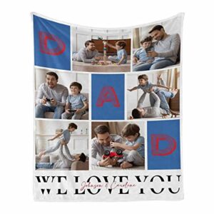 interestprint personalized dad blanket from daughter son wife, grateful love birthday gift throws blankets, happy father's day present father gifts idea, 30 x 40 inches