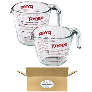 pyrex prepware 1-cup and 2-cup glass measuring cup set, with supreme box safe package…