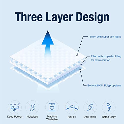 EXQ Home King Mattress Pad Quilted Mattress Protector Fitted Sheet Mattress Cover for Bed Stretch Up to 18” Deep Pocket (Breathable)