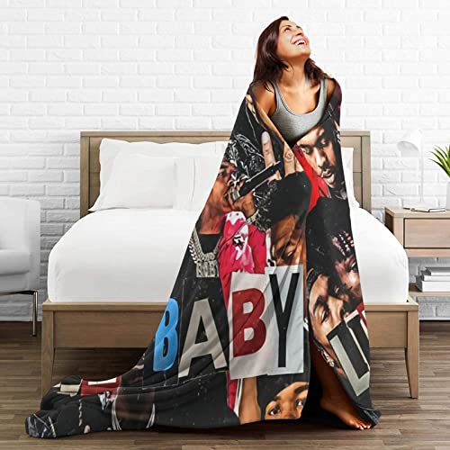 Lil Rapper Baby Band Throw Blanket Soft Cozy Flannel Blankets Decor for Bed Couch Living Room Travel Outdoor 40"X30"