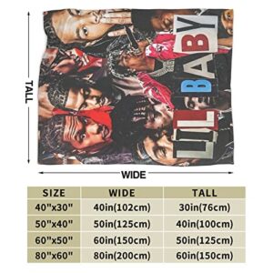 Lil Rapper Baby Band Throw Blanket Soft Cozy Flannel Blankets Decor for Bed Couch Living Room Travel Outdoor 40"X30"