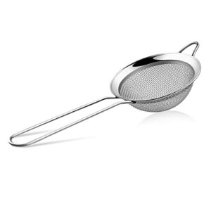 tionture fine mesh strainer stainless steel mesh strainers with long handle cocktail sifter tea sieve for kitchen food flour baking pastas juice strainer 3 inch
