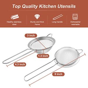 TIONTURE Fine Mesh Strainer Stainless Steel Mesh Strainers with Long Handle Cocktail Sifter Tea Sieve for Kitchen Food Flour Baking Pastas Juice Strainer 3 inch