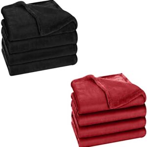 Utopia Bedding Fleece Blankets Bundle Pack of Black and Burgundy Queen Size Bed Blankets