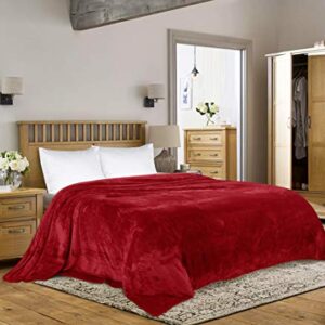 Utopia Bedding Fleece Blankets Bundle Pack of Black and Burgundy Queen Size Bed Blankets