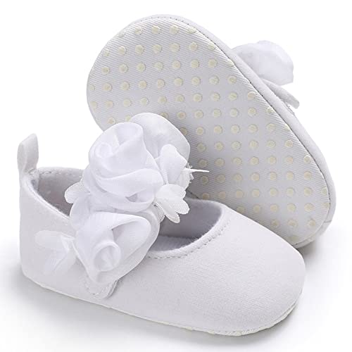 Children Baby Casual Shoes Floor Sports Shoes Flat Soles Lightweight Comfortable Solid Hook Loop Flowers Shoes (WH1, 6-12 Months)