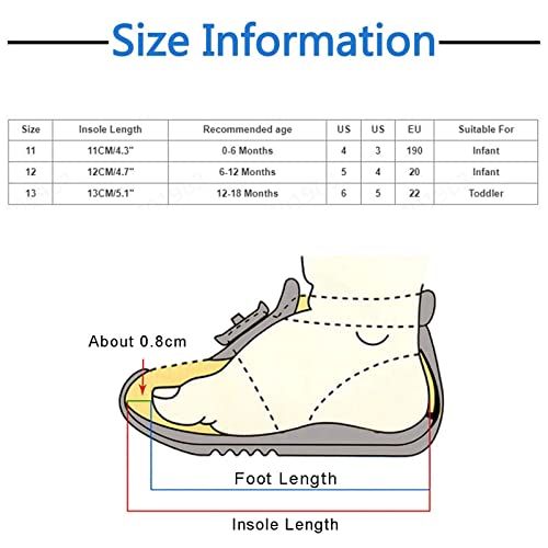 Children Baby Casual Shoes Floor Sports Shoes Flat Soles Lightweight Comfortable Solid Hook Loop Flowers Shoes (WH1, 6-12 Months)