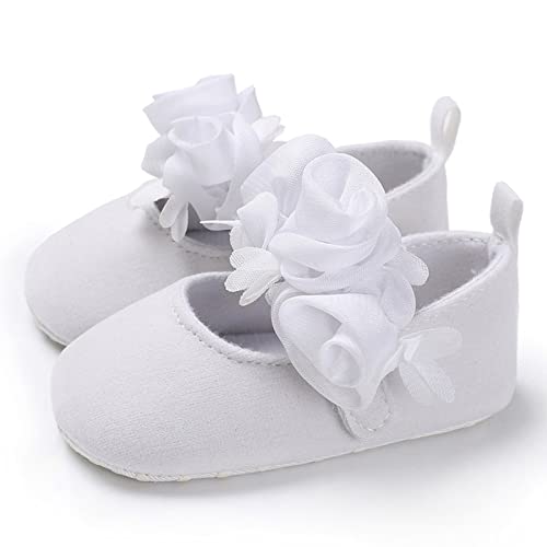 Children Baby Casual Shoes Floor Sports Shoes Flat Soles Lightweight Comfortable Solid Hook Loop Flowers Shoes (WH1, 6-12 Months)