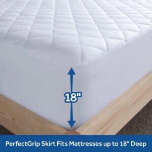 Sealy Luxury Cotton Top Fitted Mattress Pad, Queen White