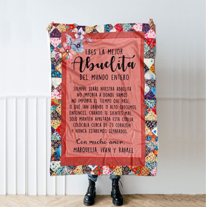 Spanish Abuela Gift for Grandma Mexican Madre Gift, Abuelita Blanket Throw in Spanish Custom Gift for Grandmother Grandma Gigi Mimi Granny Nana Christmas Birthday Gifts